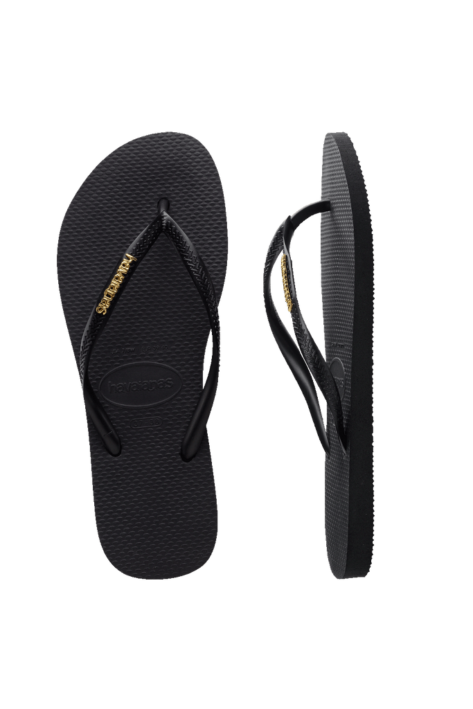 HAVAIANAS Slim Logo Metallic Black Gold