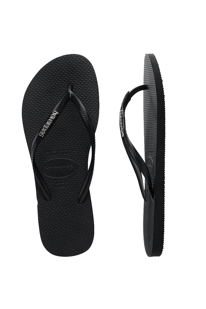 HAVAIANAS Slim Logo Metallic Black Silver