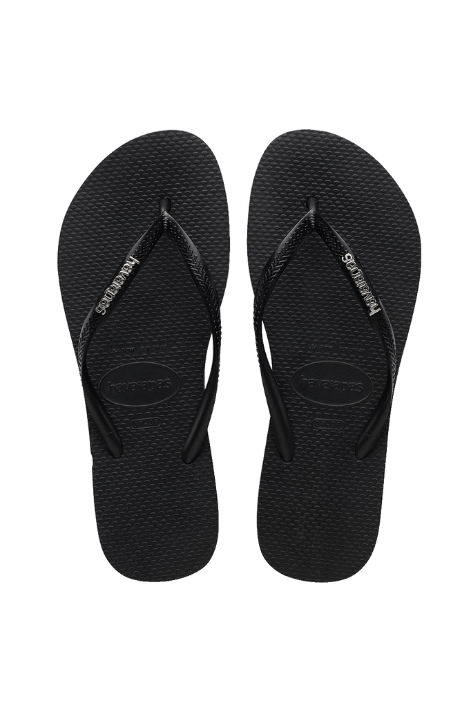 HAVAIANAS Slim Logo Metallic Black Silver