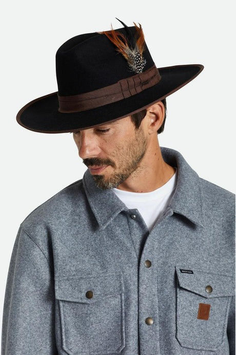 BRIXTON Brixton Hat Feather Burnt Orange Black Mahogany