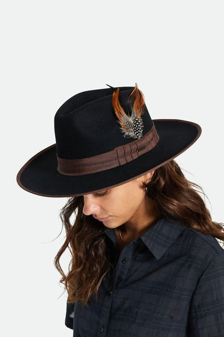 BRIXTON Brixton Hat Feather Burnt Orange Black Mahogany