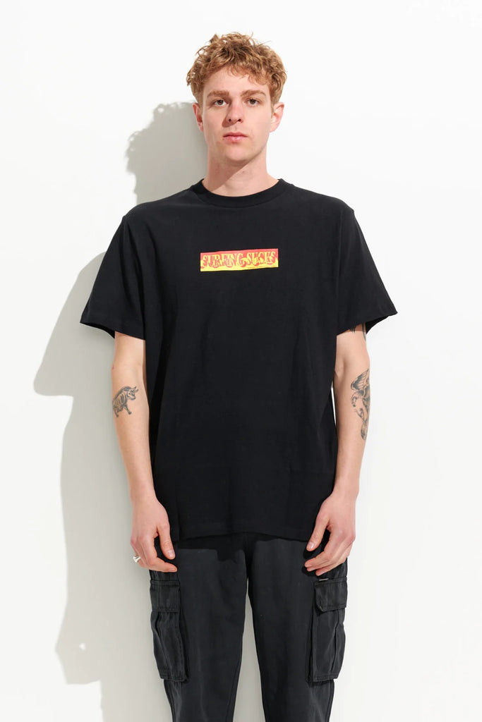 MISFIT Surfing Sucks 50 50 Regular Tee Pitch Black
