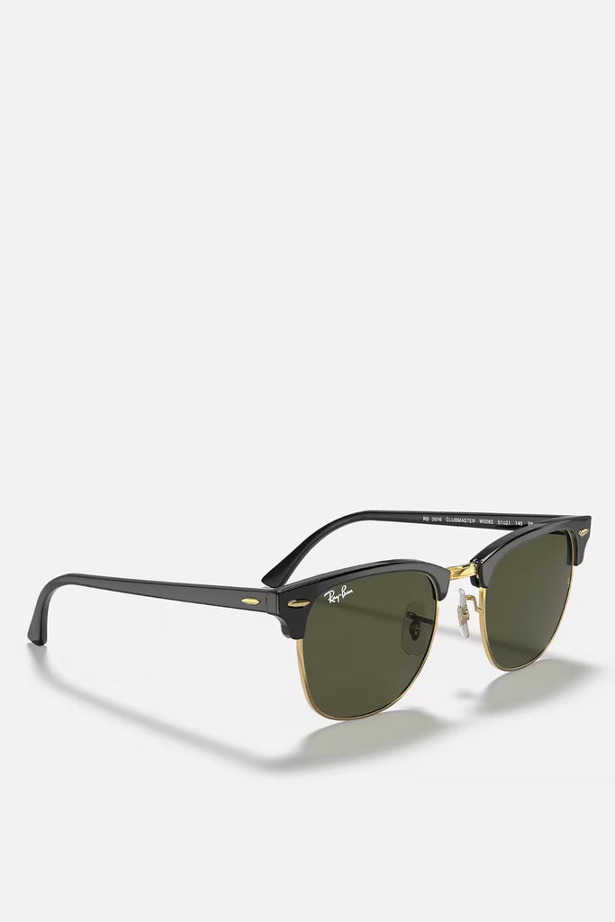 RAY-BAN 3016 W0365 55 Clubmaster Black On Arista G15 Green