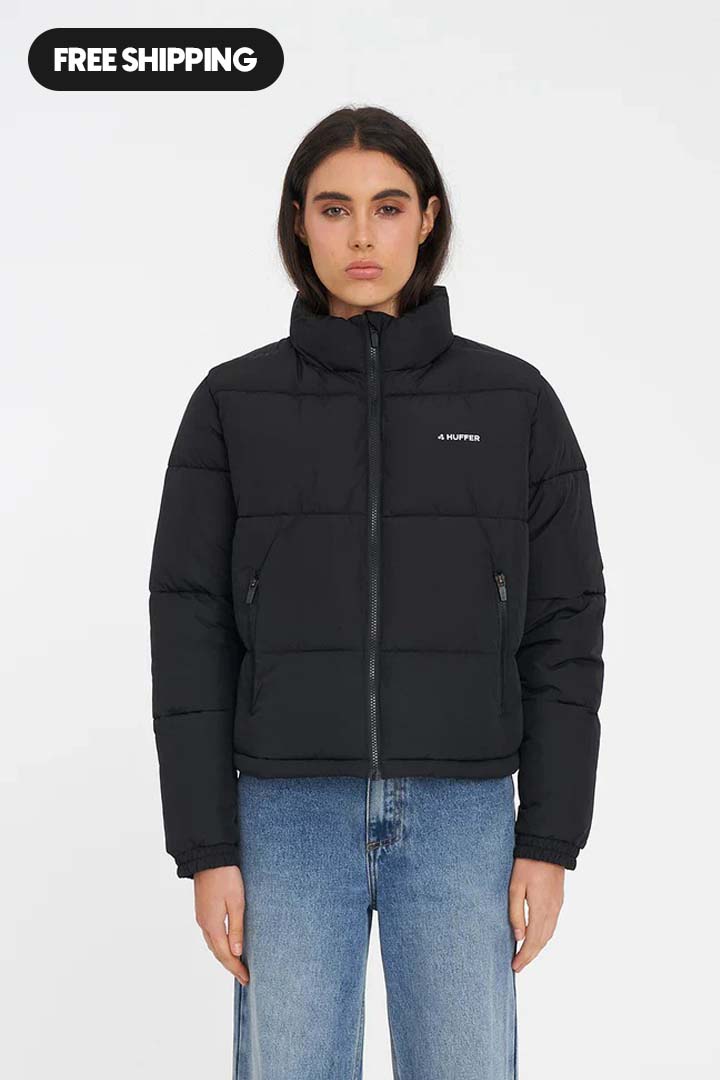 HUFFER Womens Hfr Track Puffer Jacket Black – Corner Store Wanaka
