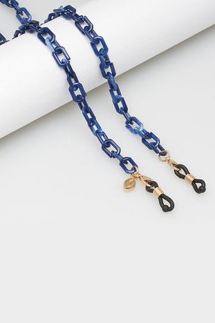 EYE ACCESSORIES Square Link Necklace Blue