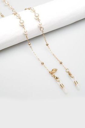 EYE ACCESSORIES Gold Chain White Pearl