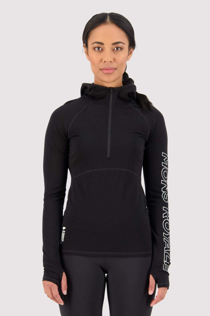MONS ROYALE Womens Bella Tech Hood Black Front