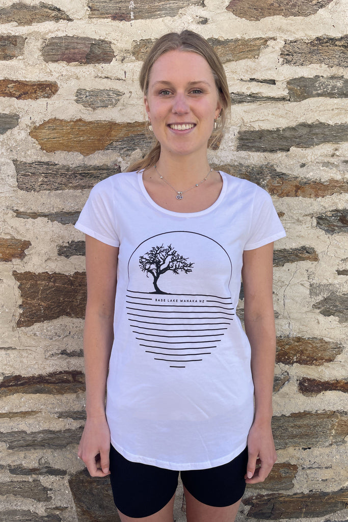 BASE Wanaka Tree Stencil Tee Wms White