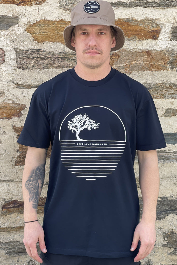 BASE Wanaka Tree Stencil Tee Mens Navy